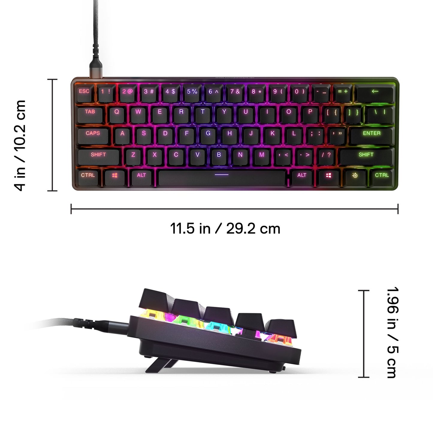 - Apex 9 Mini 60% Wired Optipoint Adjustable Actuation Switch Gaming Keyboard with RGB Lighting - Black