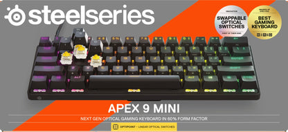 - Apex 9 Mini 60% Wired Optipoint Adjustable Actuation Switch Gaming Keyboard with RGB Lighting - Black